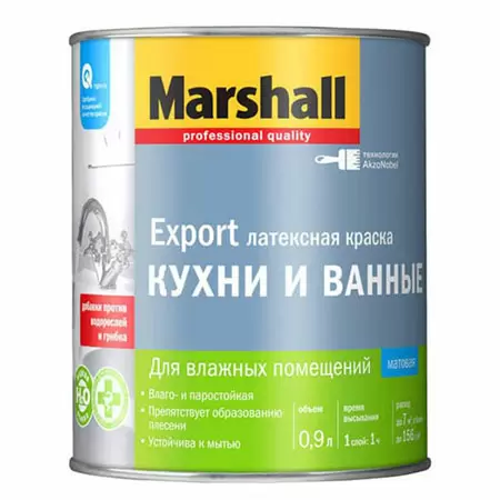 MARSHALL КУХНИ И ВАННЫЕ краска латексная для влажных помещений, матовая, база BW (0,9л)