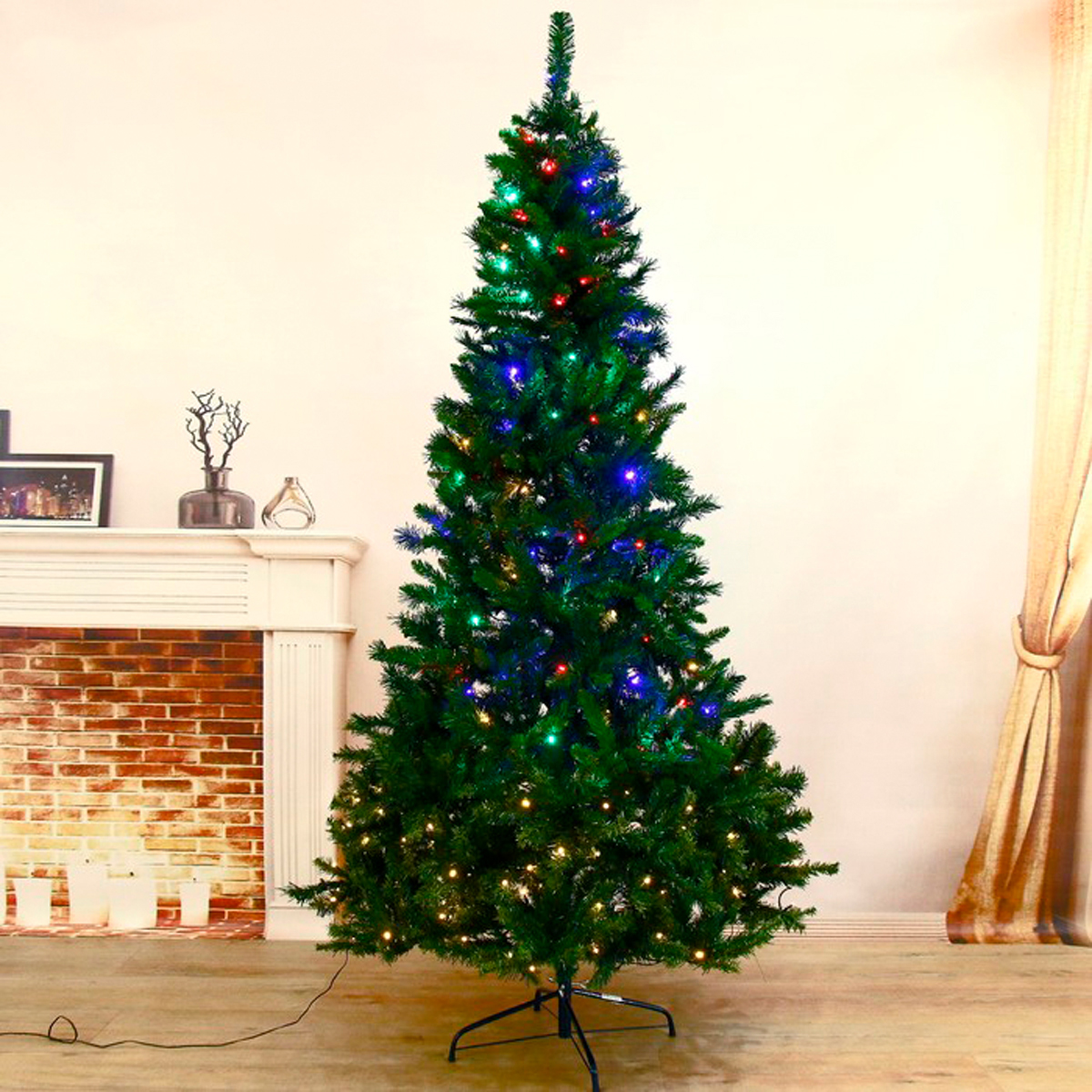 Ель декор. фиброоптич. sl726-210  210 см, 982 ветки (зеленая) "зимнее волшебство" 1108620