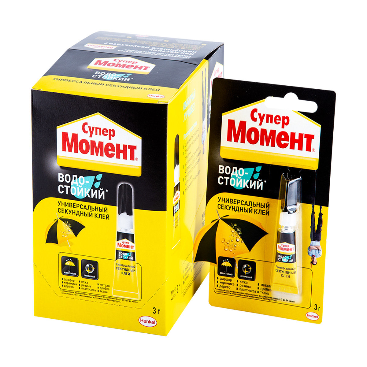 Клей момент супер водостойкий 3 г  ед. блистер в шоу-боксе (10/120)  хенкель