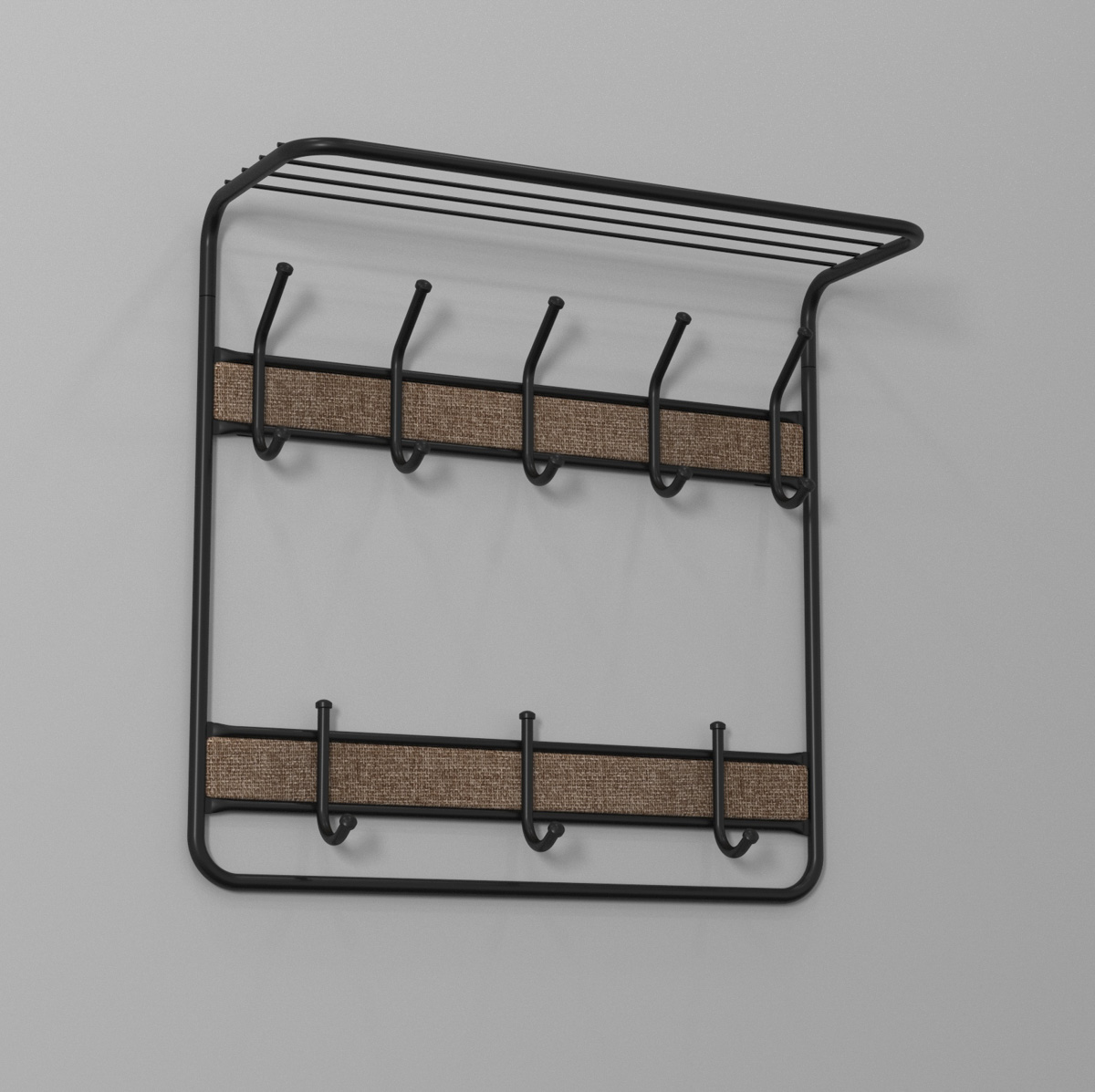 Вешалка настенная с полкой "уют 22" (8 крючков) 600*220*580 мм черный (1) вспу22 ч