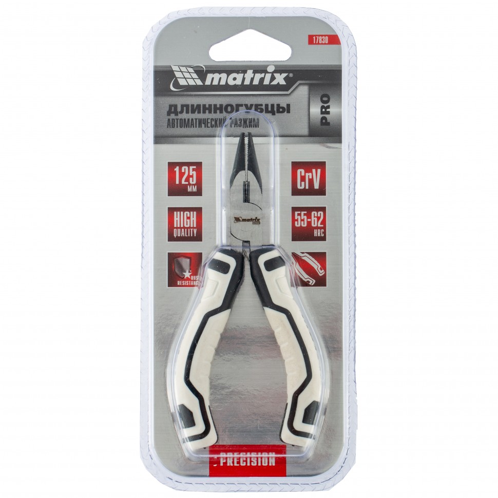 Длинногубцы Mini, 125 мм, прямые, авторазжим, Pro Matrix (17830)