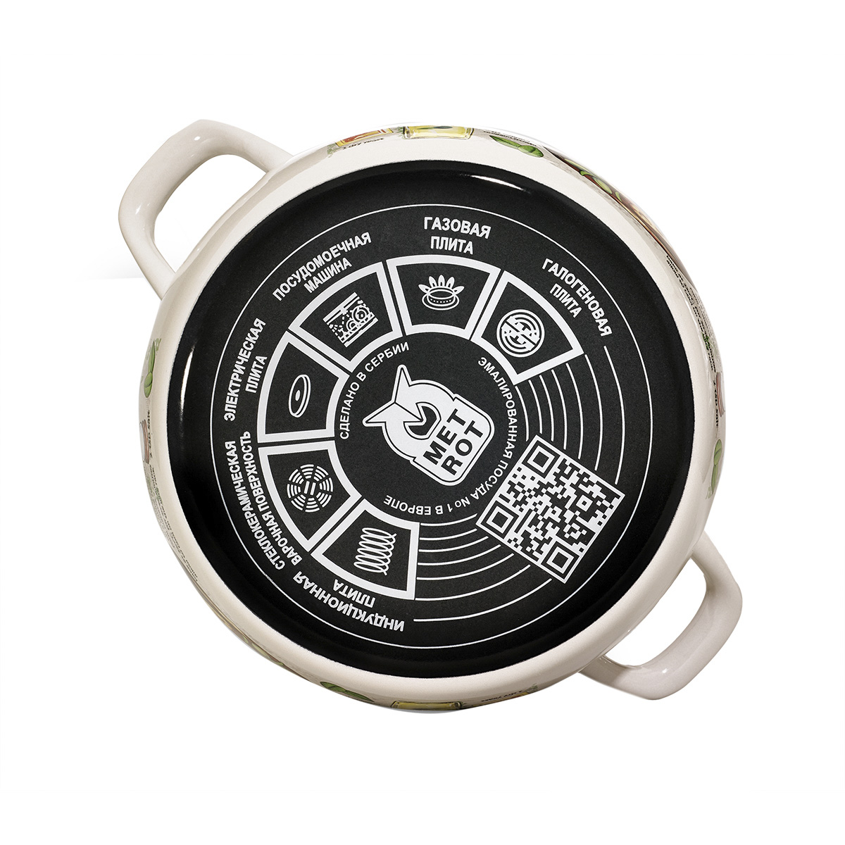 Кастрюля эмалиров. "чиабатта" 3,3 л, 18 см стекл. крышка (1/6) "metrot"