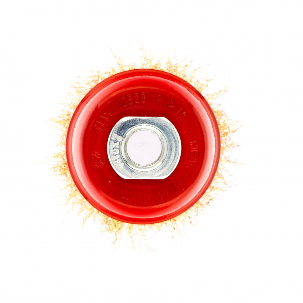 Щетка для УШМ, 65 мм, М14, "чашка", латунированная витая проволока Matrix (74603)