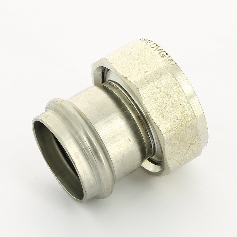 Муфта пресс-В с накидной гайкой 35х1"1/2 нержавеющая сталь Sanpress Inox VIEGA