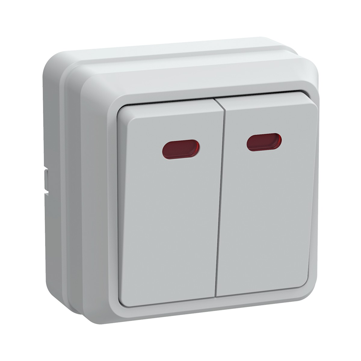 Выключатель открыт. уст. "октава" 2-х кл. с индикатором вс20-2-1-об, 10а, белый (1/36/432) "iek"