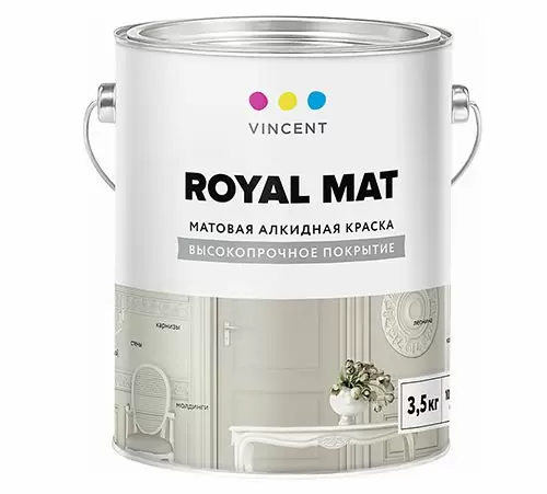 VINCENT ROYAL MAT A 1 краска алкидная для внутренних работ, матовая, база А (15кг)