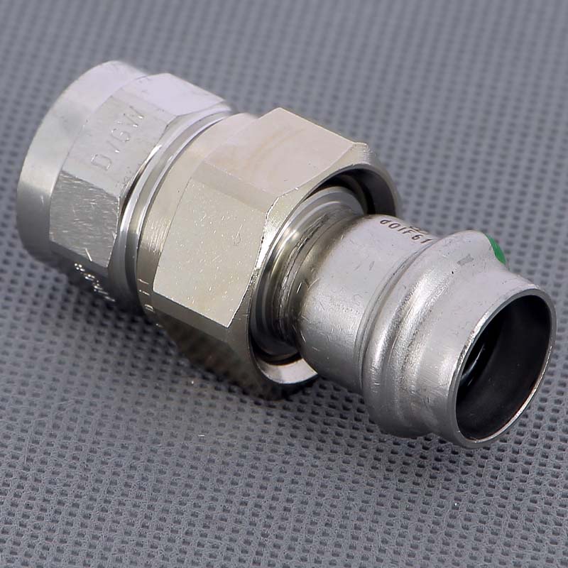 Муфта пресс-В разъёмная 18x3/4" с плоской прокладкой нержавеющая сталь Sanpress Inox VIEGA