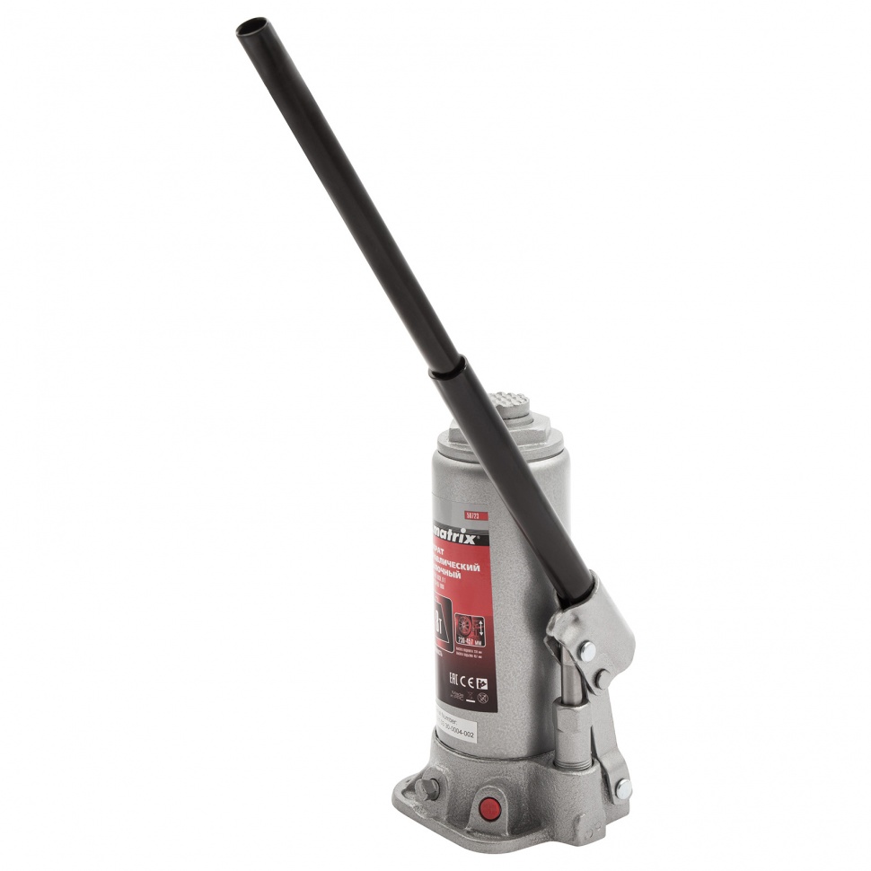 Домкрат гидравлический бутылочный, 8 т, высота подъема 230-457 мм Matrix (50723)
