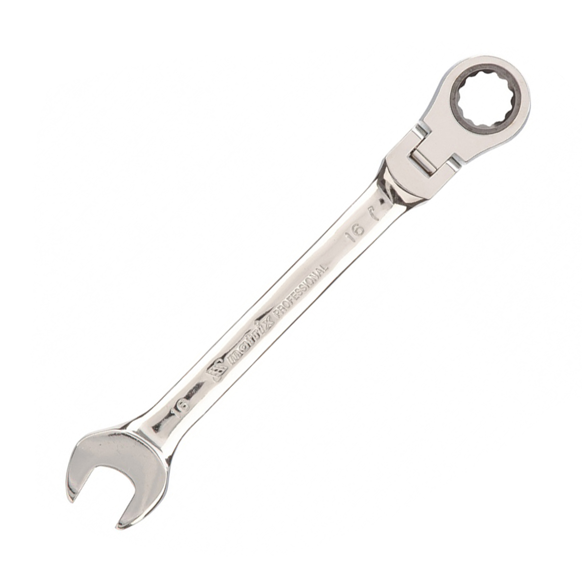 Ключ комбинированный с трещоткой шарнирный 16 мм зеркальн. хром (1/120) "matrix professional"