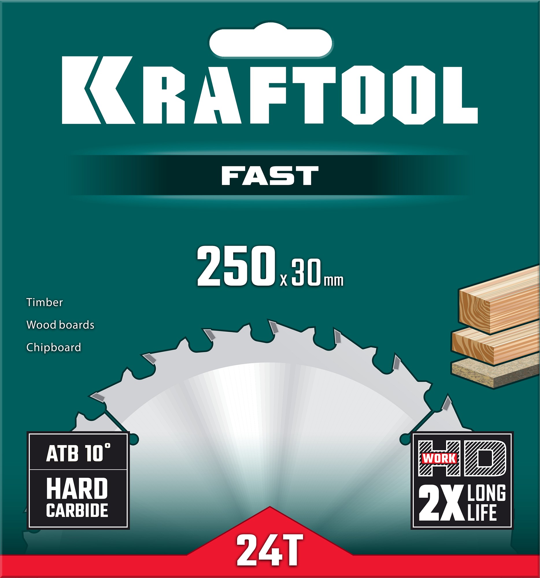 KRAFTOOL Fast, 250 х 30 мм, 24Т, пильный диск по дереву (36950-250-30)