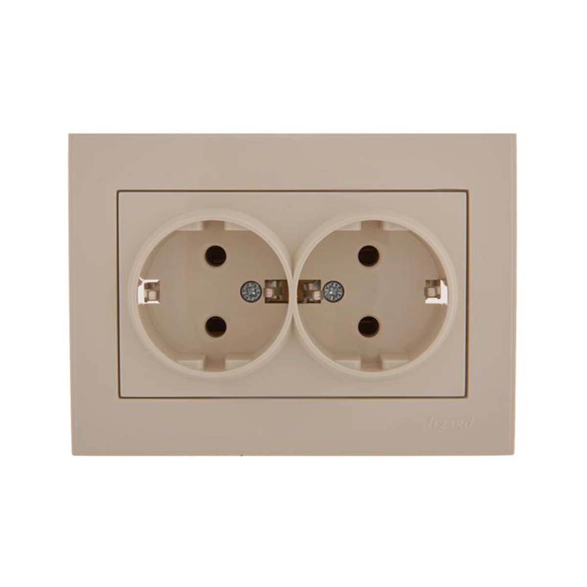 Розетка "rain" 2-х местн. с заземл. (керамика) кремовый (1/10/120) "lezard" 703-0303-127