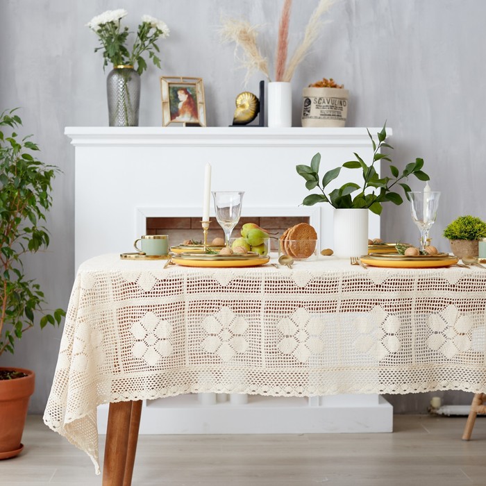 Скатерть "этель" ажур 130*180 см (белый) (1/100) 7448974