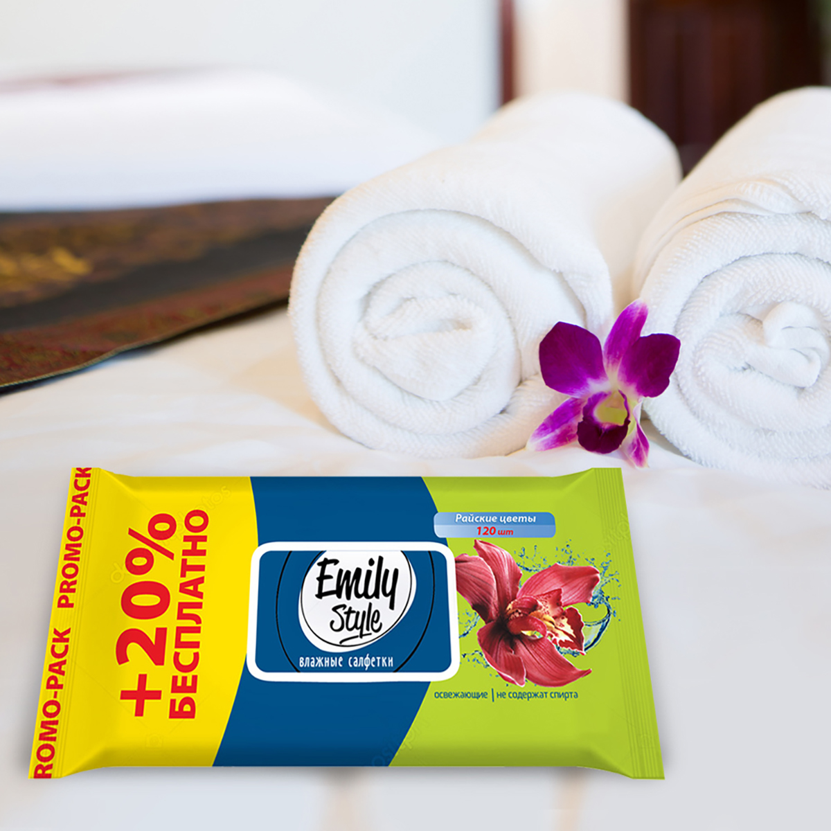 Салфетки влажные " райские цветы" упак. 120 шт. (1/12) "emily style"