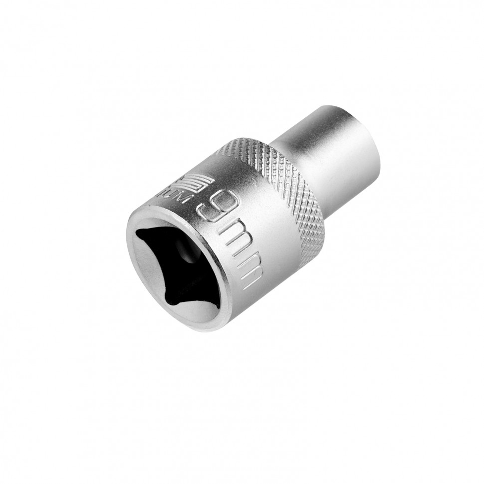 Головка торцевая, 9 мм, двенадцатигранная, CrV, под квадрат 1/2, хромированная Stels (13649)