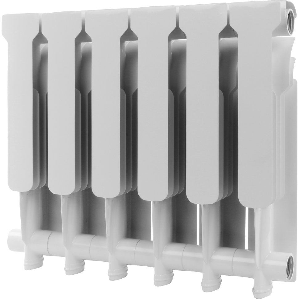 Алюминиевый радиатор 6 секций, 428х480х80, ROMMER Profi AL 350, белый