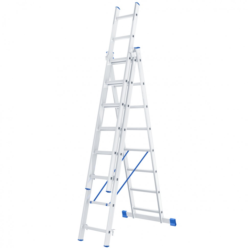 Лестница, 3 х 8 ступеней, алюминиевая, трехсекционная, Сибртех (97818)