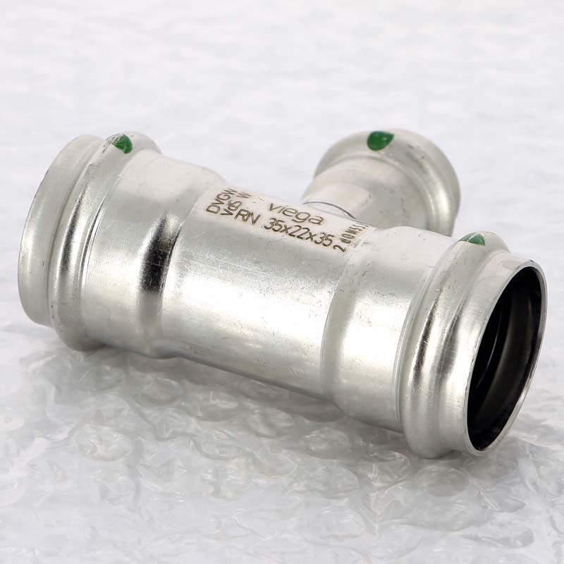 Тройник пресс 35x22x35 нержавеющая сталь Sanpress Inox VIEGA