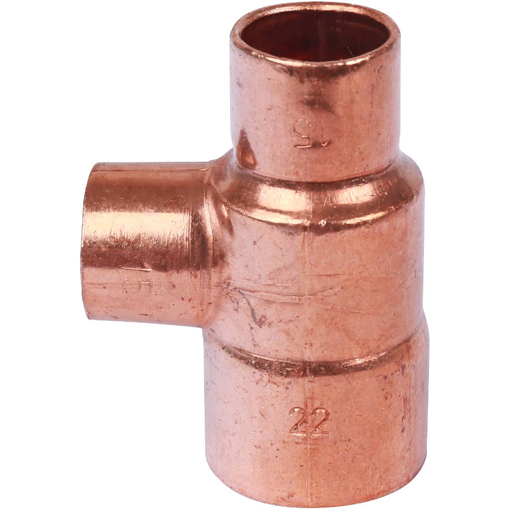 Тройник переходной 22х15х15 мм медный под пайку SANHA 15130221515