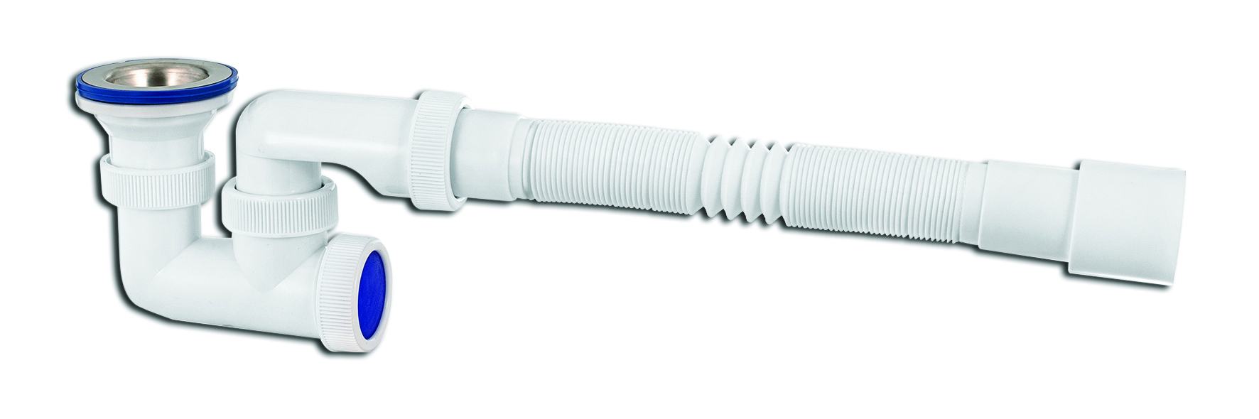 Сифон для душевого поддона "универсал" с нерж. чашкой и гофротрубой 600 мм (1/35) "вирпласт"