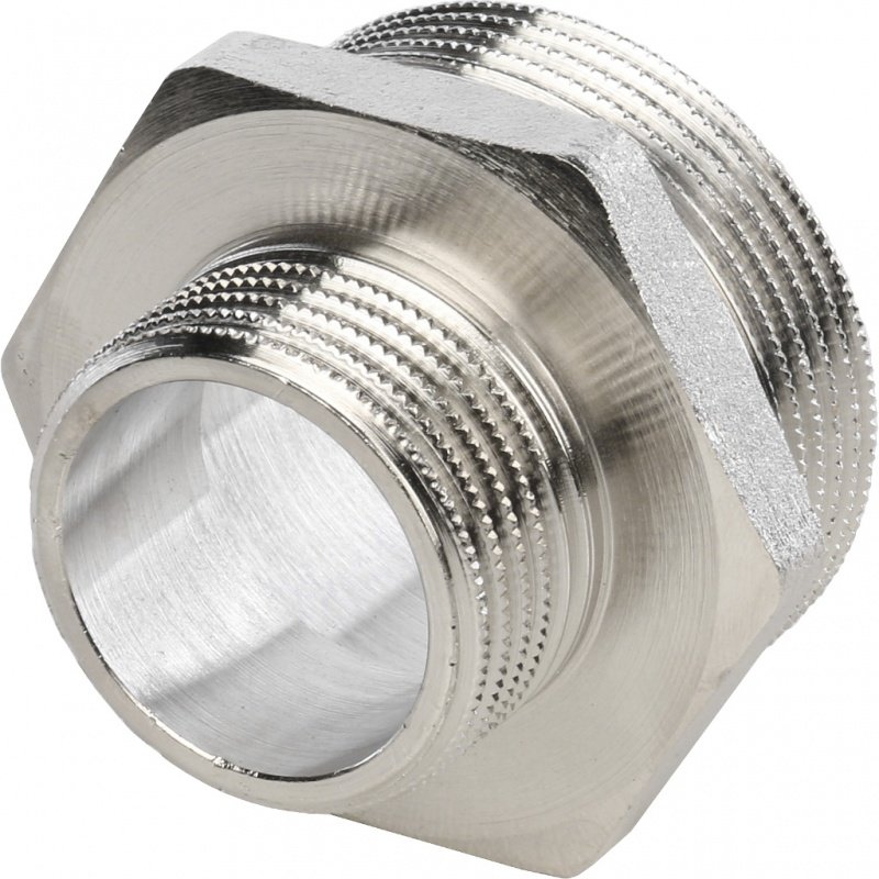 Ниппель переходной резьбовой НР 1"1/2 x 1" никель STOUT