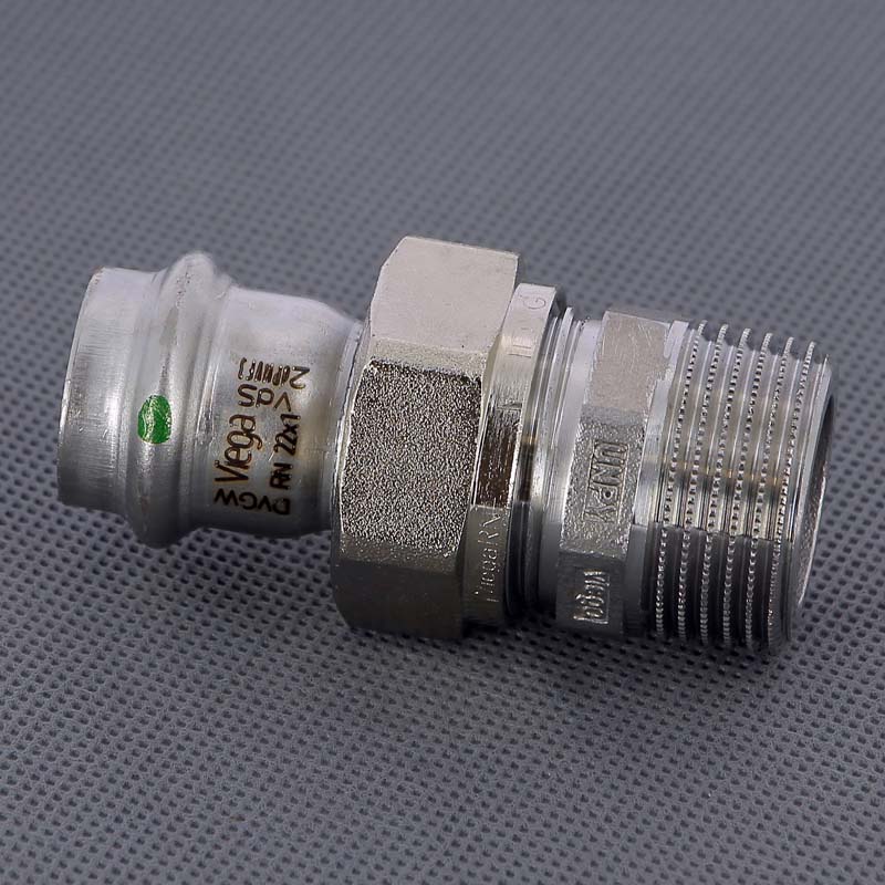 Муфта пресс-Н разъёмная 22x1" с плоской прокладкой нержавеющая сталь Sanpress Inox VIEGA