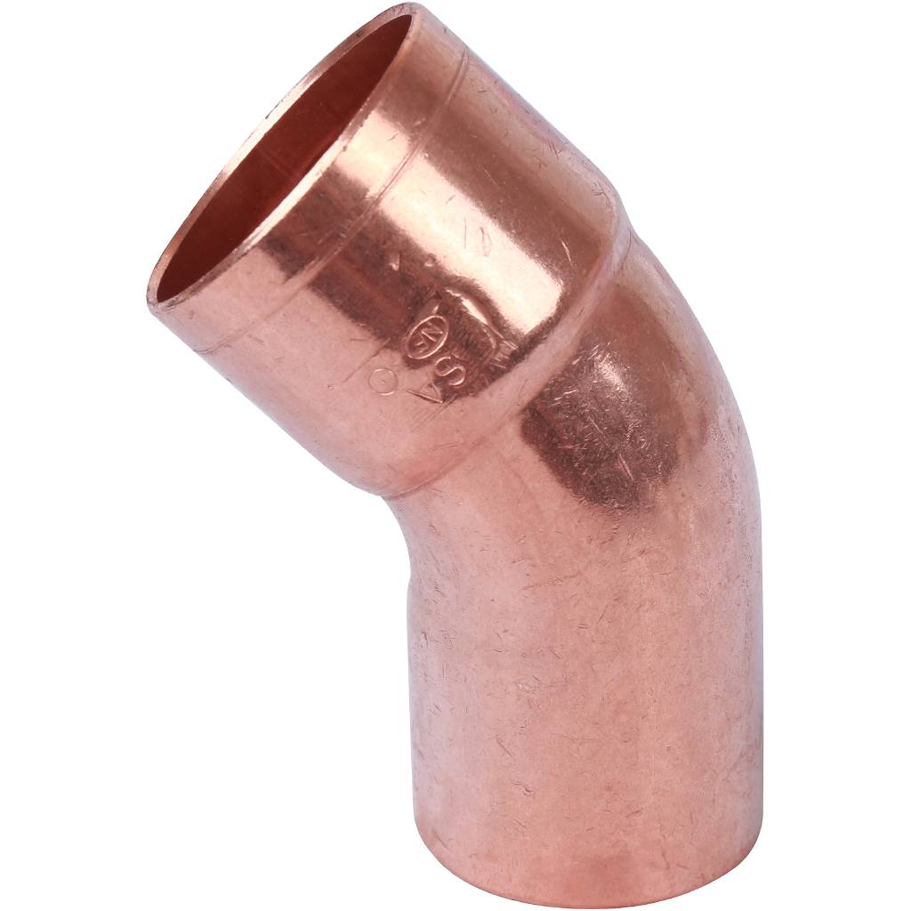 Отвод однораструбный 42 мм / 45° под пайку медный SANHA 1504042