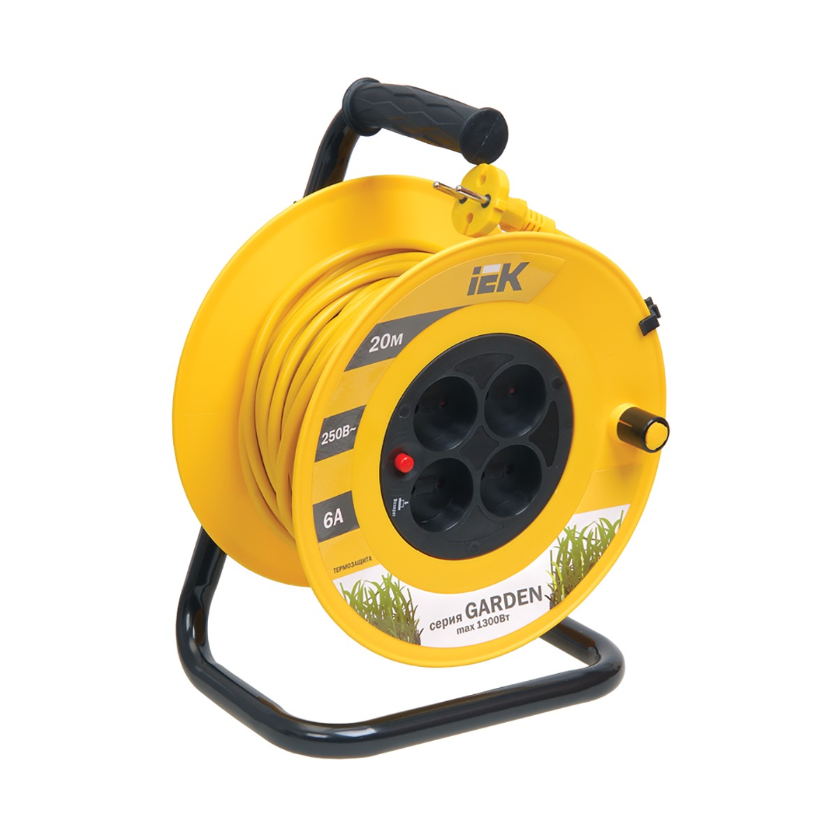 Удлинитель на катушке "garden" с термозащ. 4 розетки, 20 м 2*0,75 мм (1) "iek"
