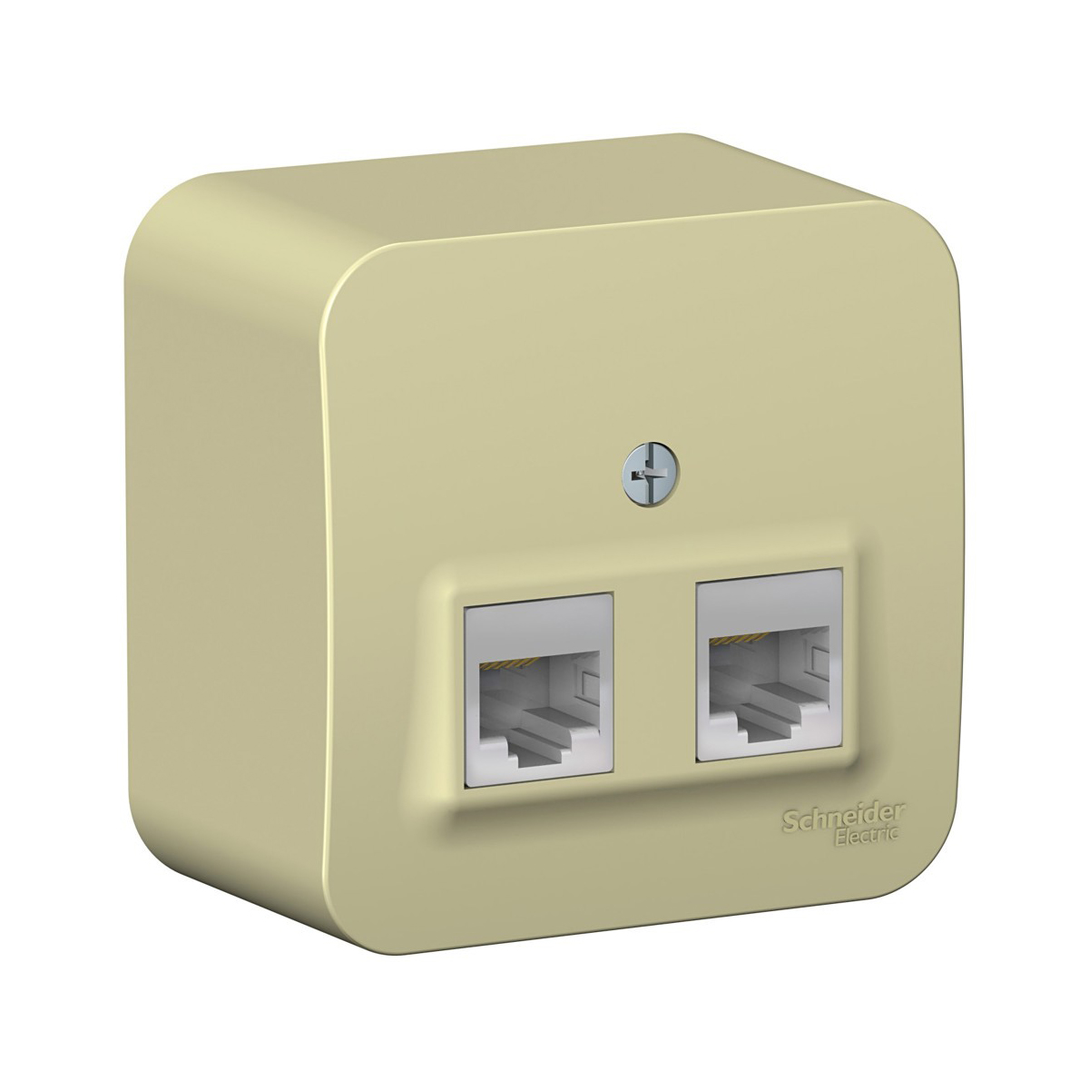 Розетка компьютерная открыт. уст. "blanca" 2-х местн. rj45, бежевый (1/12/24) "schneider"