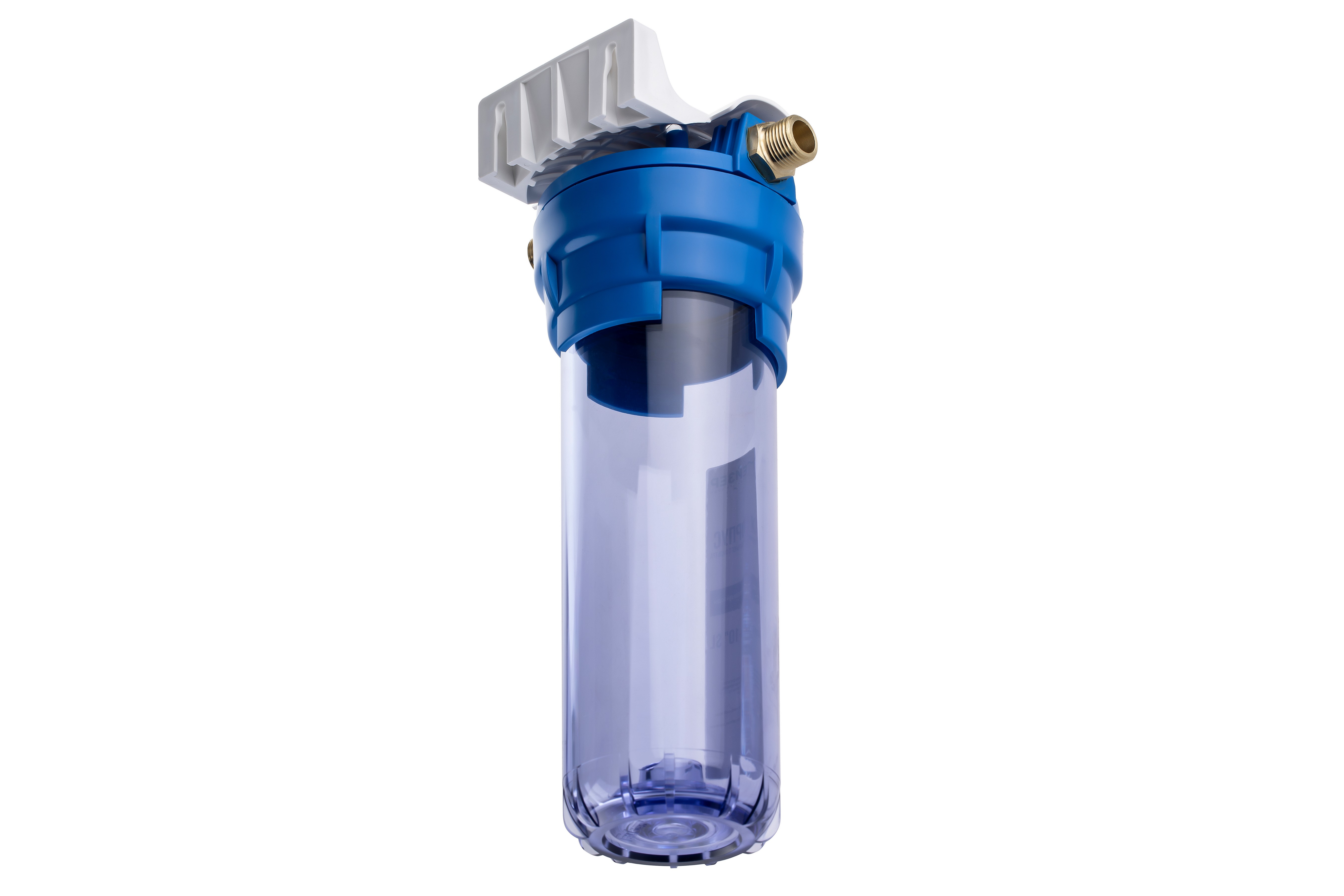 Корпус Гейзер 10" 1/2 прозрачный для холодной воды, с пластиковой резьбой