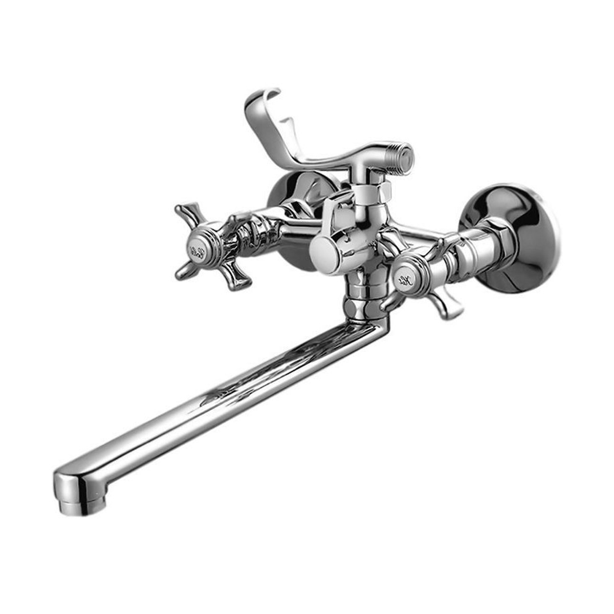 Смеситель для ванн f2124 длинный поворотн. излив, двухвентильный, хром  (1/10) "frap"