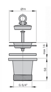Водослив удлиненный для мойки 1"1/2 с нерж. решеткой Ø 70мм M1120 MIANO