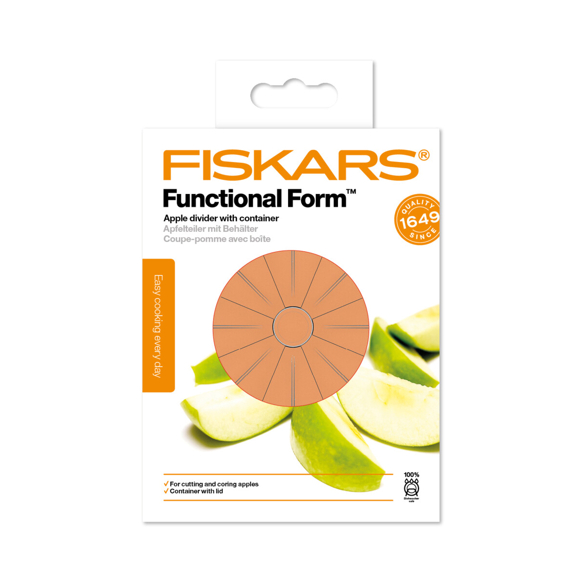Нож для яблок с контейнером "functional form" (1/4) "fiskars" 1016132