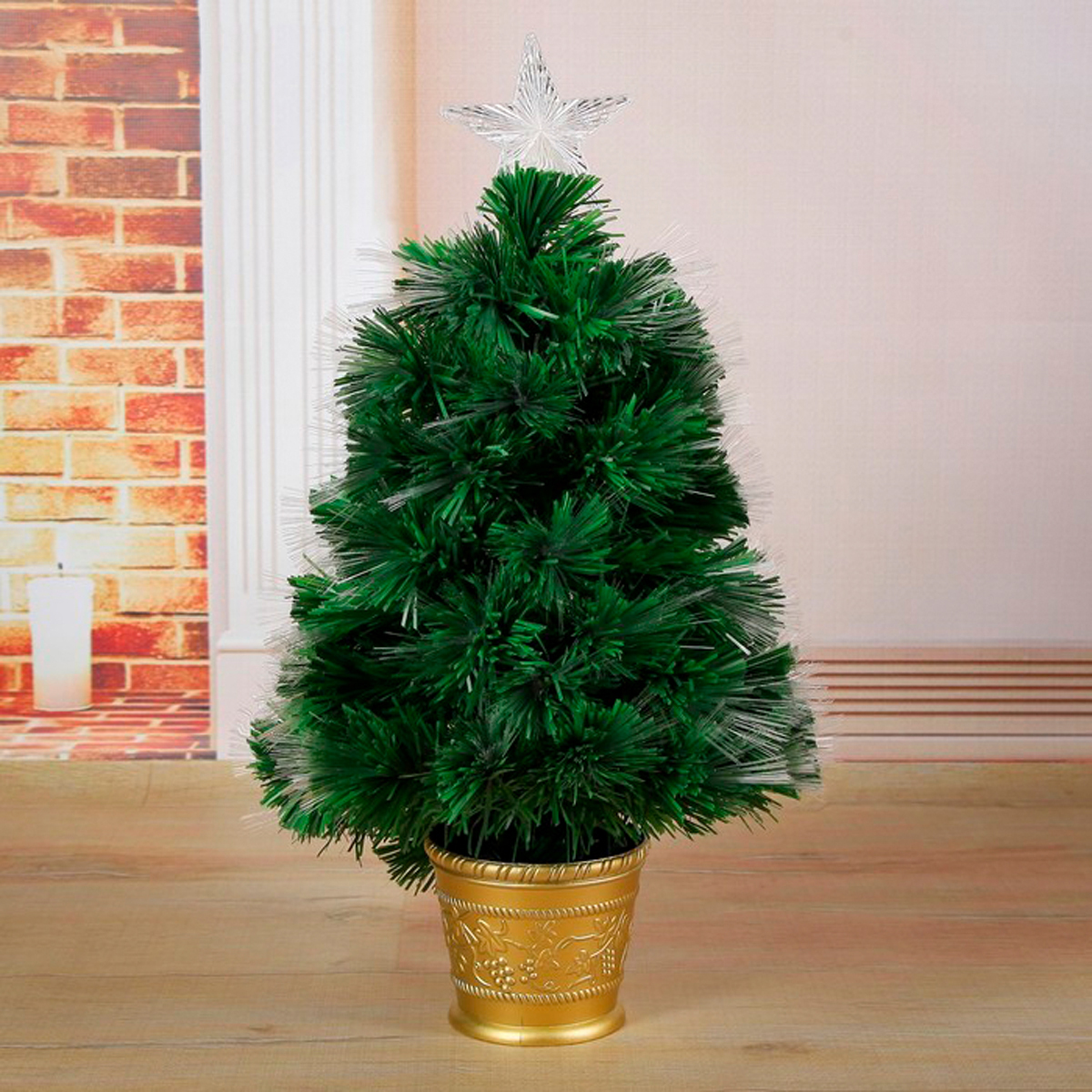 Ель декор. фиброоптич. t763v24-60  60 см, 55 веток (зеленая) "зимнее волшебство" 700934