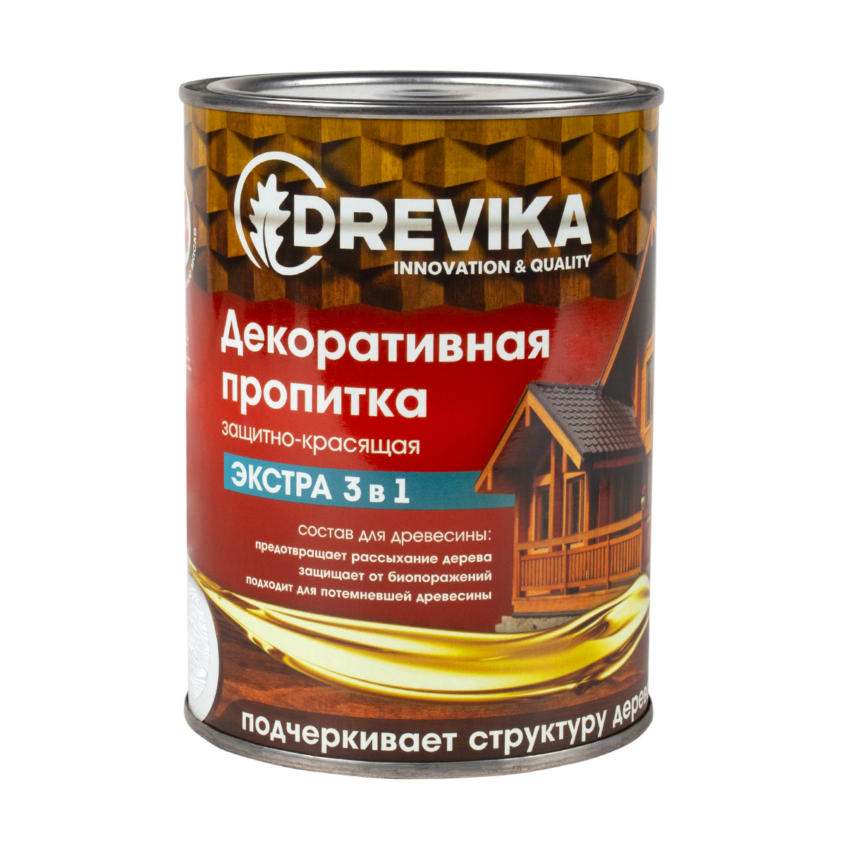 Пропитка декоративная "экстра 3 в 1" бесцветный 0,8 л (1/8) "drevika"