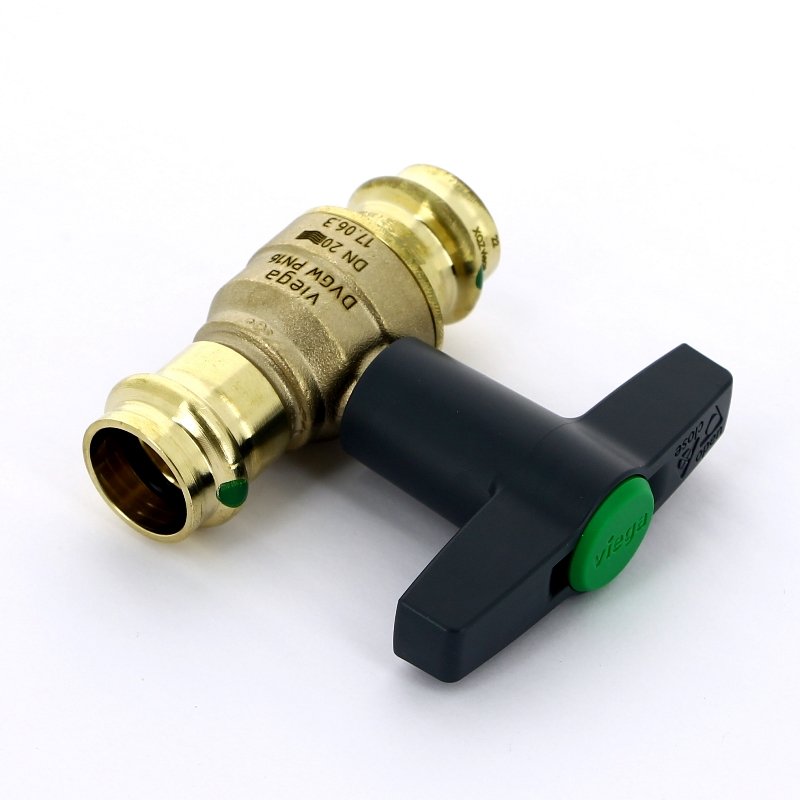 Кран шаровой EASYTOP VIEGA пресс 22 бронза SC-Contur, Т-ручка