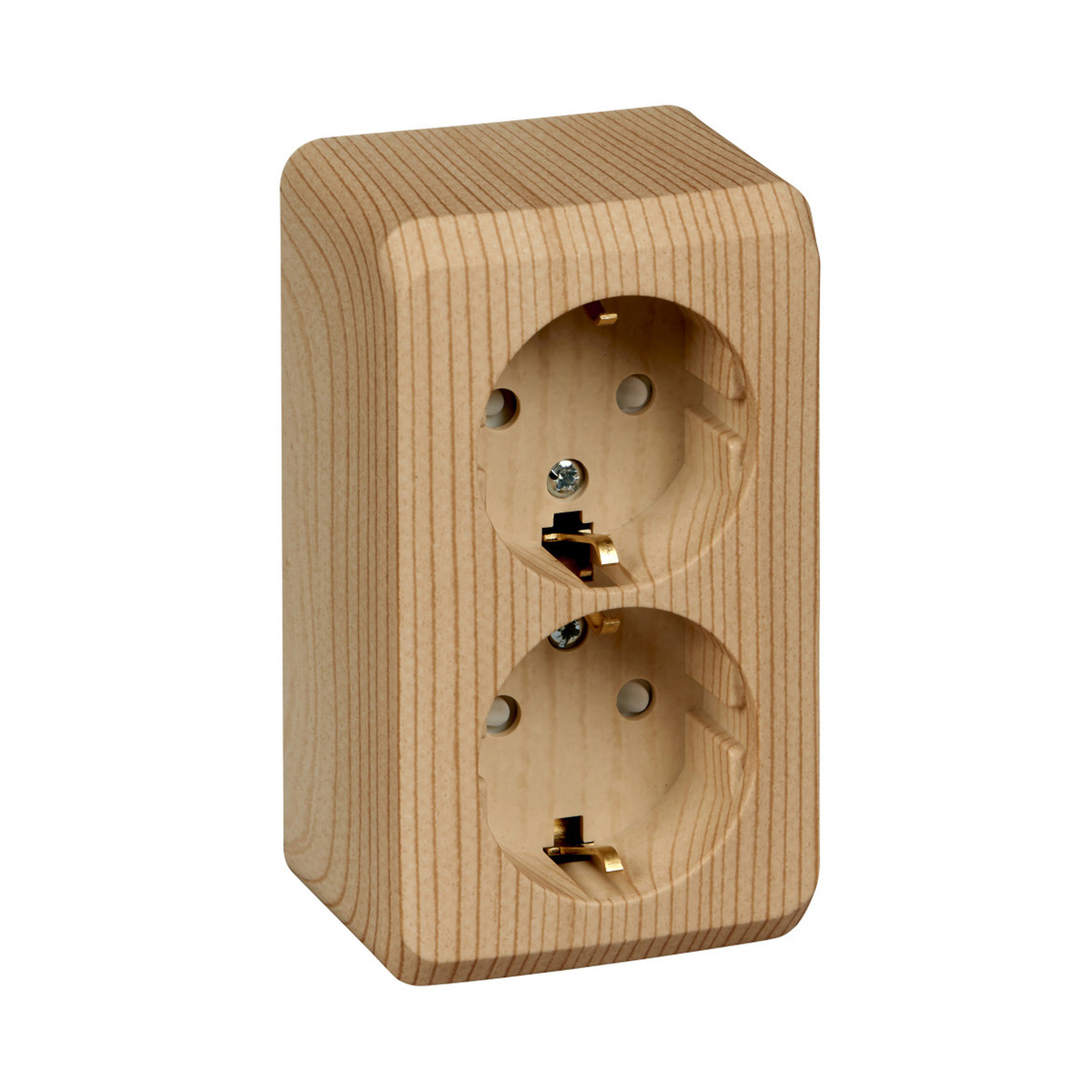 Розетка открыт. уст. "этюд" 2-х местн. с заземл, с шторками 16а, сосна (1/16/96) "schneider"