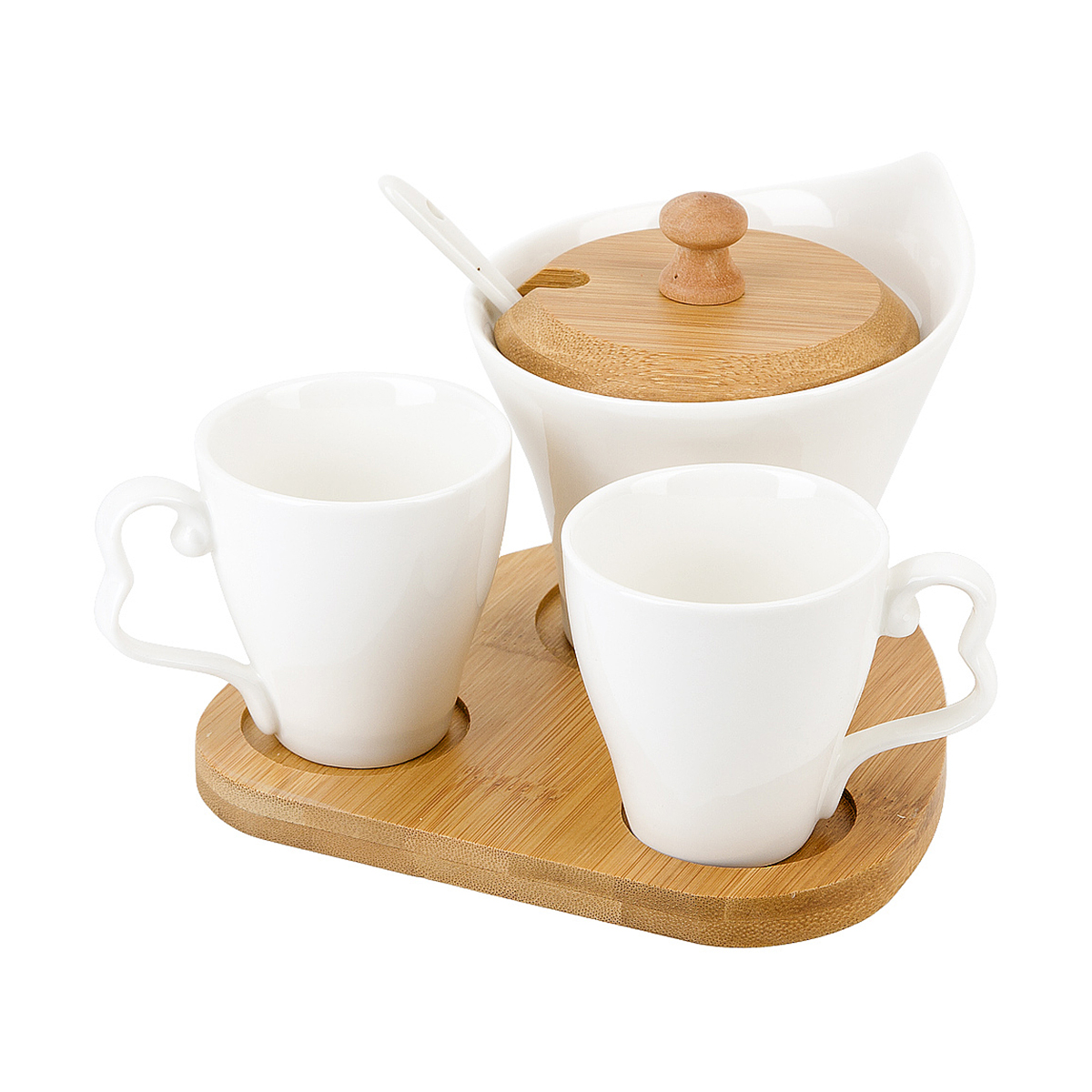 Набор на подставке (сахарница с ложкой + 2 чашки) "naturel" (1/18) "nouvelle home" 2631058
