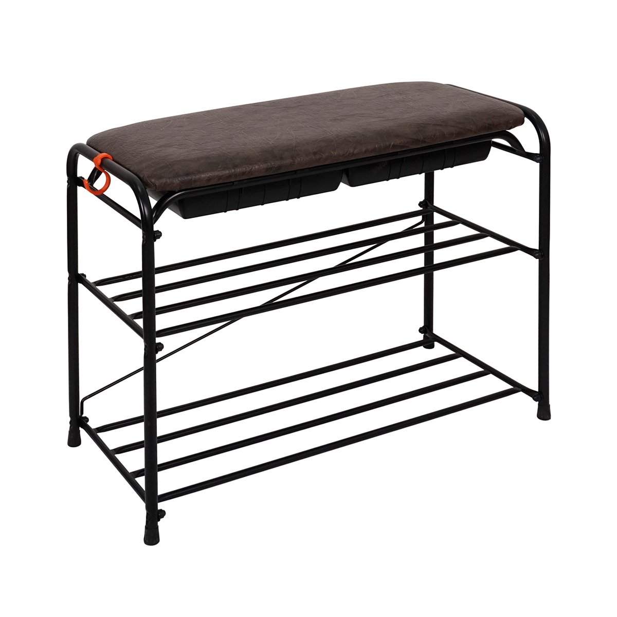 Подставка для обуви "альфа 23" 2 полки с сиденьем и ящиком (650*300*480 мм) черный (1) пдоа23ся ч