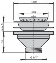 Водослив для мойки 1"1/2 с нерж. решеткой Ø 115мм M1121 MIANO