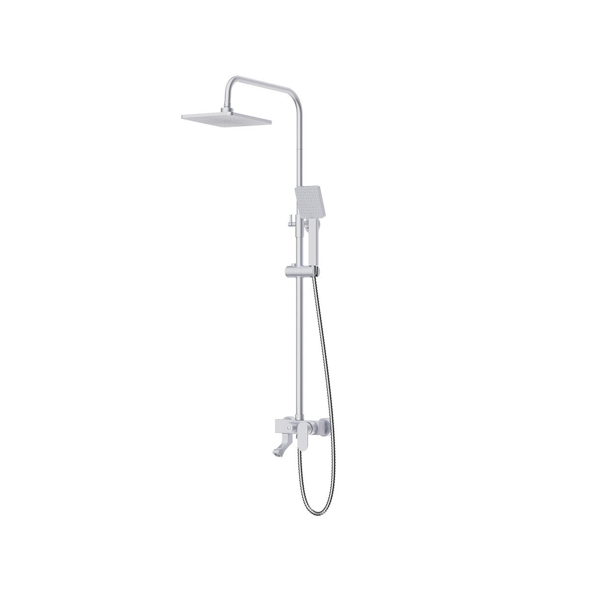 Душевая система r24001 (смеситель, стойка, верхн. душ, лейка, шланг), серебро (1/4) "frud"