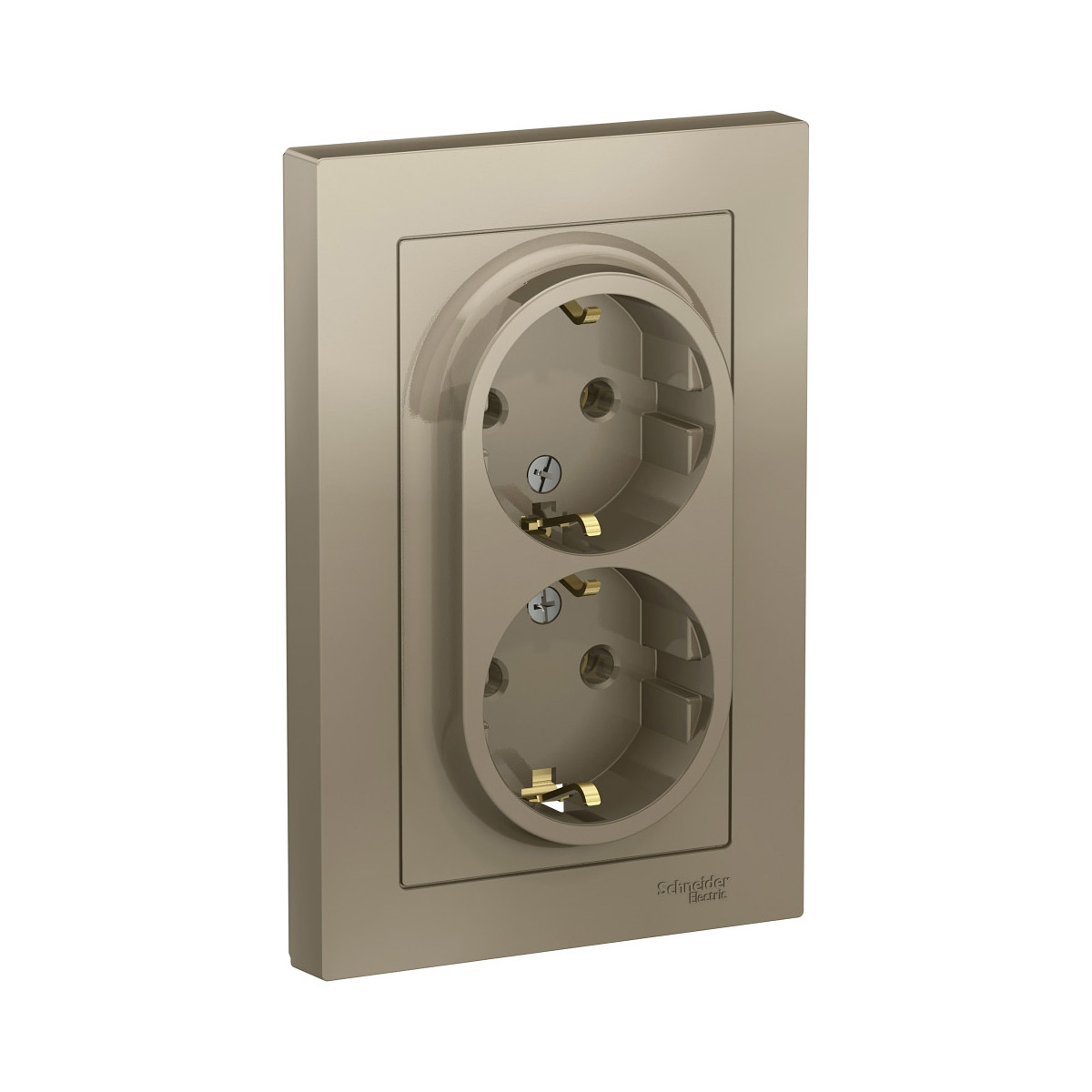 Розетка "atlasdesign" 2-х местн. с заземл. 16а, шампань (1/6/36) "schneider"