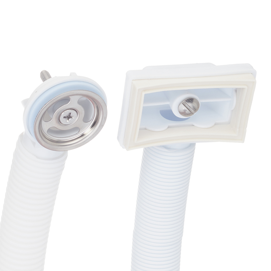 Выпуск чаша для мойки с нерж.чашкой D90 мм с двумя переливами в комплекте (круглый и прямоугольный)