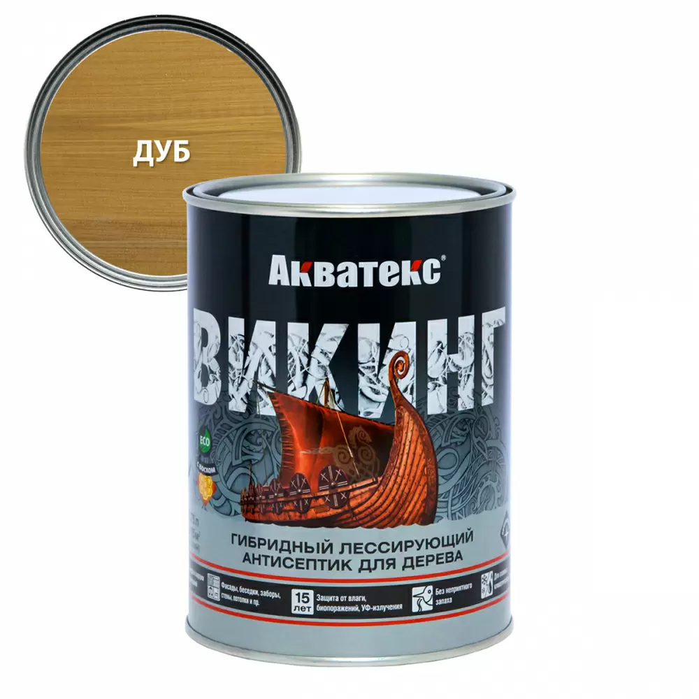 Акватекс Викинг антисептик для дерева гибридный лессирующий полуматовый, дуб (0,75л)