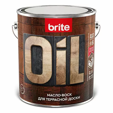 BRITE FLEXX масло для террасной доски натуральное, с природным воском, бесцветное (2,5л)