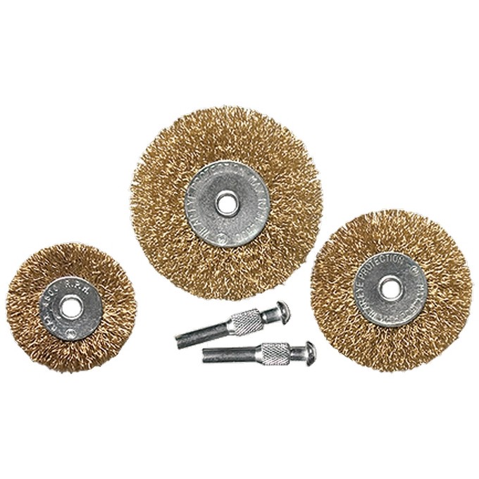 Набор щеток для дрели, 3 шт, 3 плоские, 50-63-75 мм, со шпильками, металлические Matrix (74490)