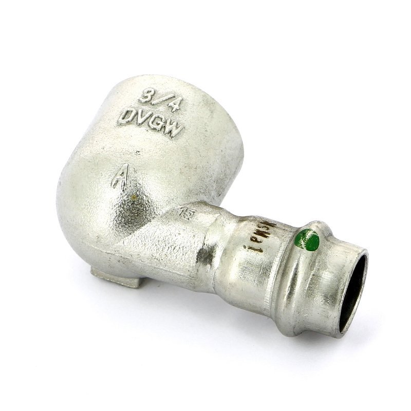 Угол пресс-В компактный 15x3/4" нержавеющая сталь Sanpress Inox VIEGA