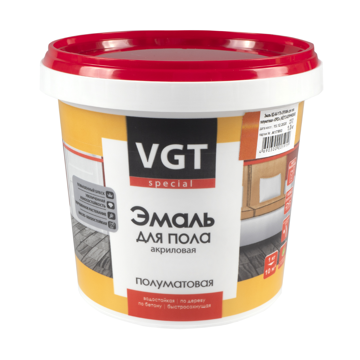 Эмаль вд-ак-1179 "профи" для пола орех (желто-коричневая)  1 кг (6) "вгт"