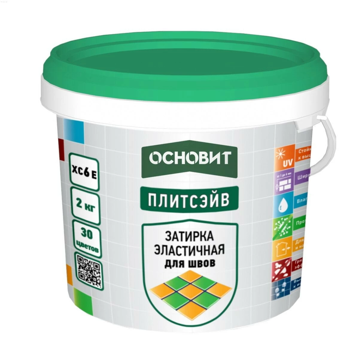 Затирка цветная ОСНОВИТ ПЛИТСЭЙВ XC6 E, графит (2кг)