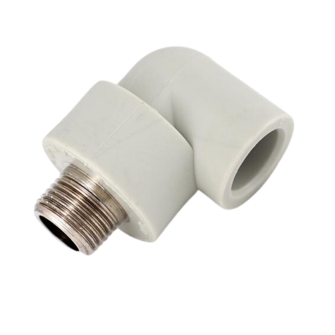 Колено комбинированное 90° 20 х 3/4" (НР) ПП (PP-R100) серый HEISSKRAFT