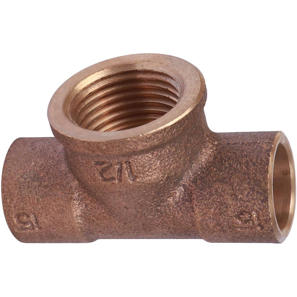 Тройник 15x1/2"x15 переходной под пайку с резьбой (ВР) SANHA бронза 141301512